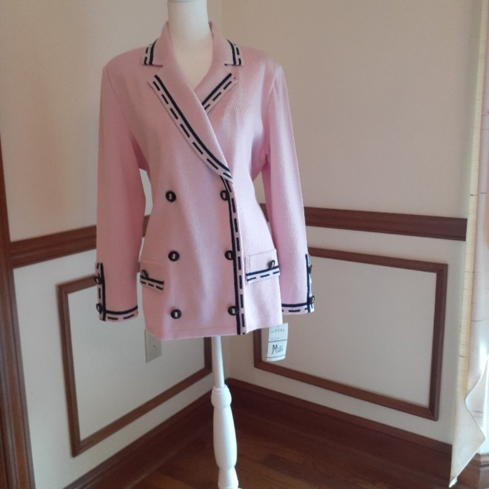 New Mita Pink Knit Blazer Jacket 10P Petite